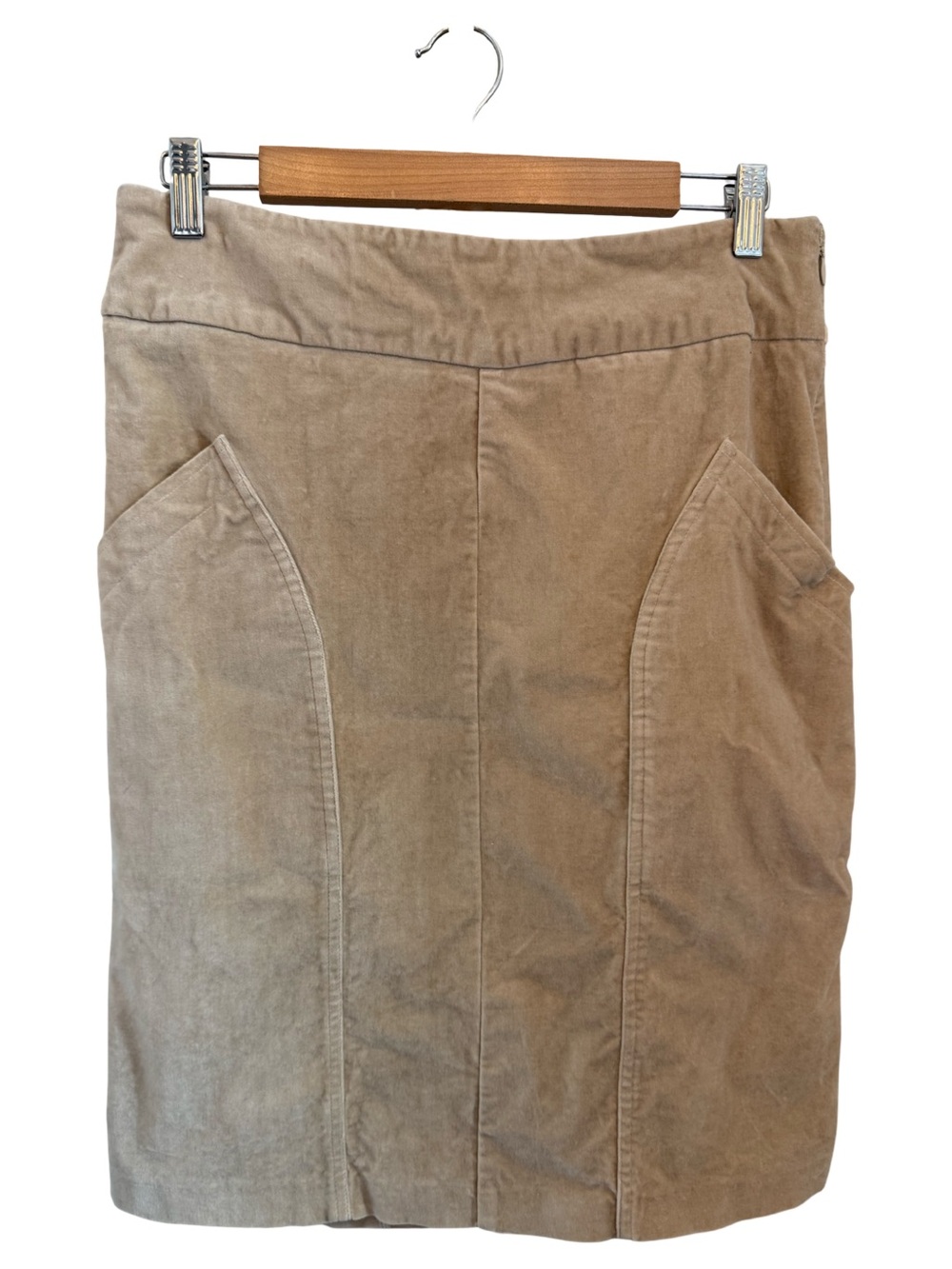 Arden B Size 10 Y2K Velvet Mini Skirt Beige Taupe Cargo Pocket Stretch